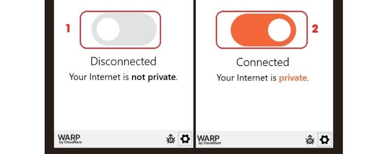 Bật công tắc WARP để kích hoạt